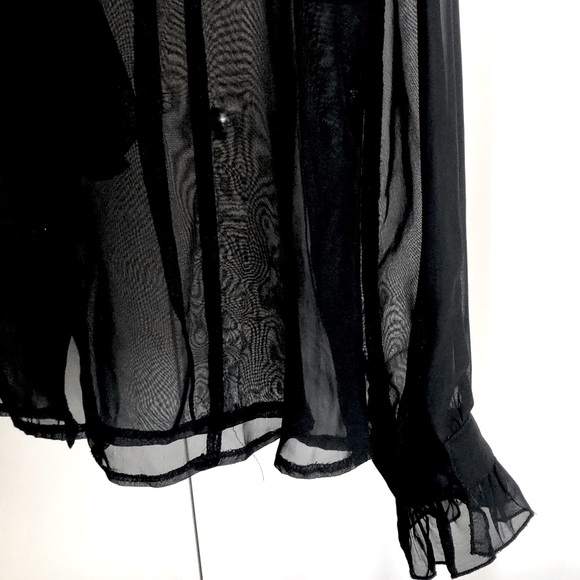 UNKOWN BRAND S Black Sheer Cascade Ruffle Blouse - Picture 8 of 12